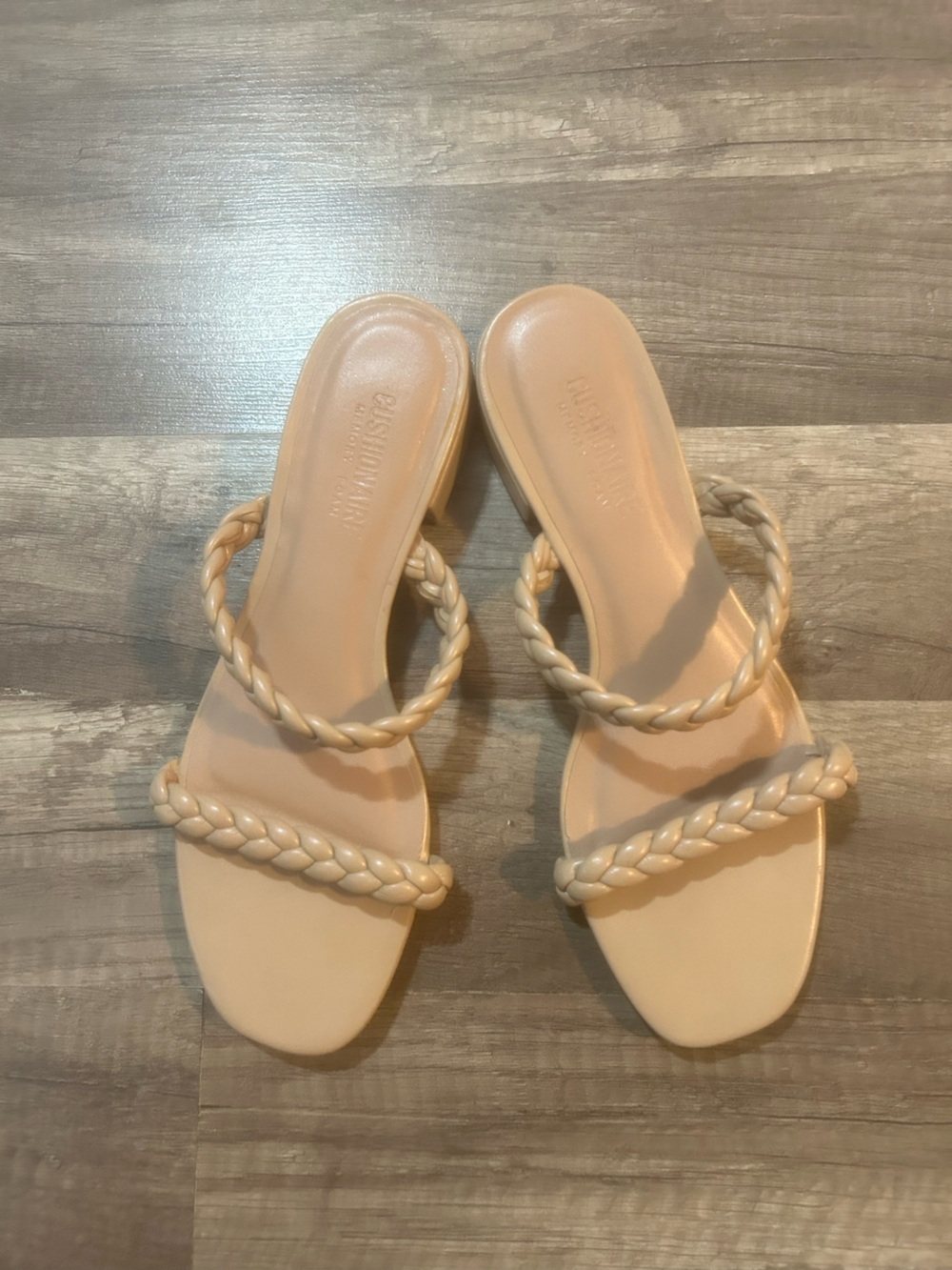 Cushionaire Braided Double-Strap Slide Sandals in Nude - Women's Size 9